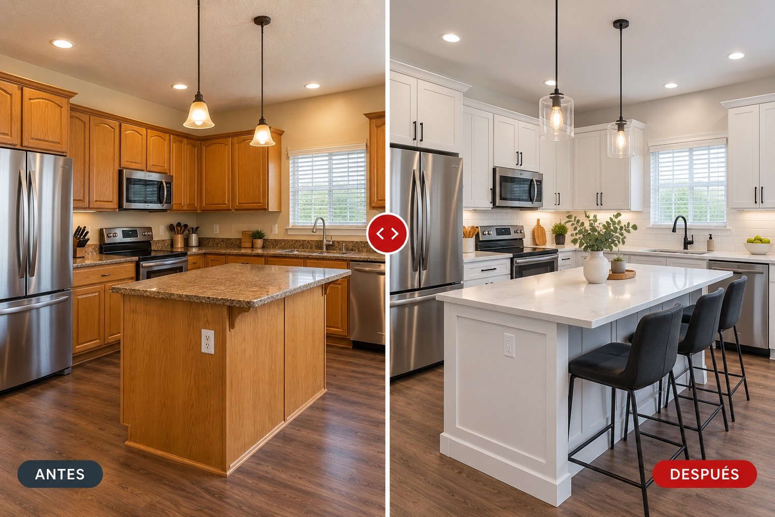 Kitchen cabinet painting before and after