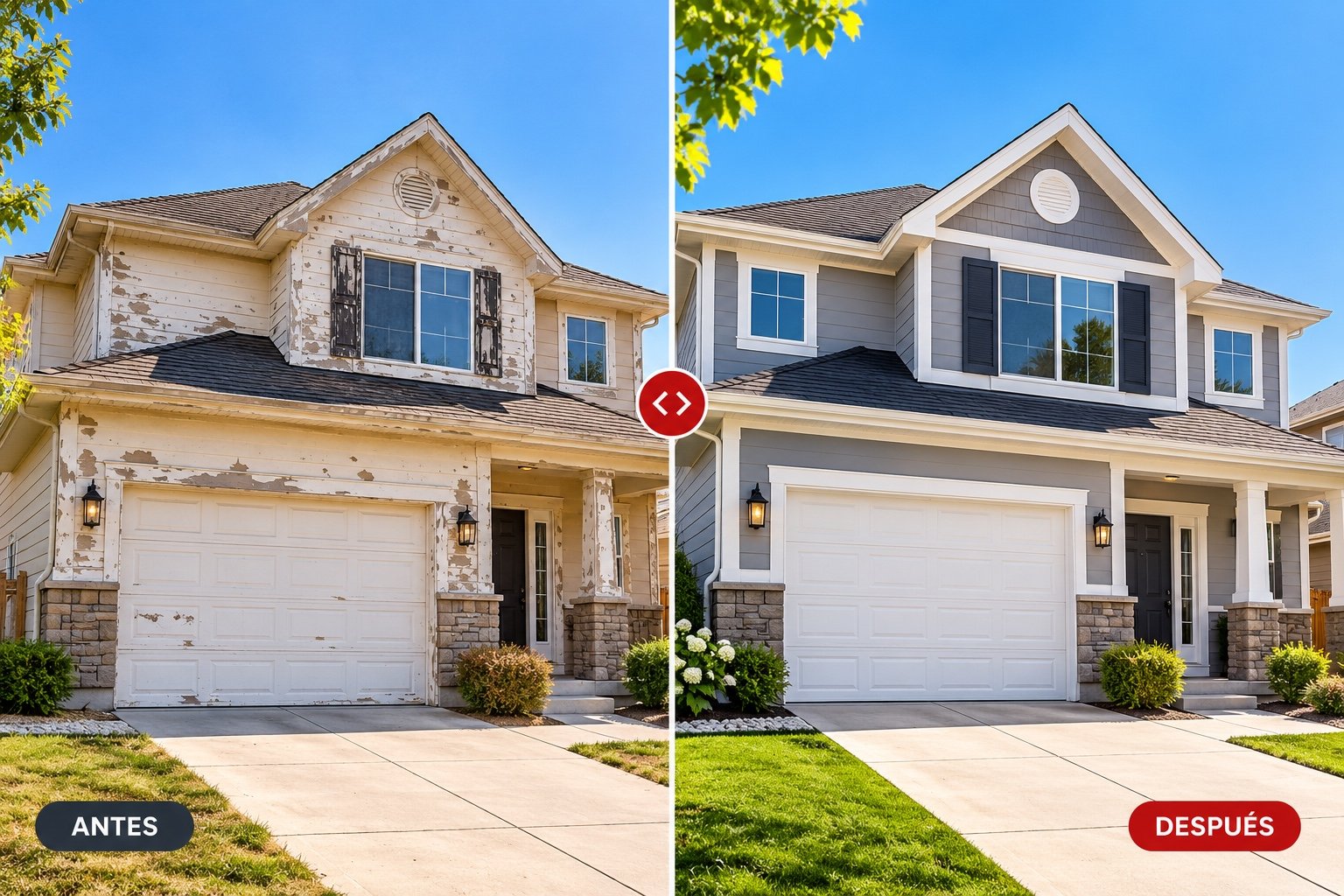 Exterior painting before and after