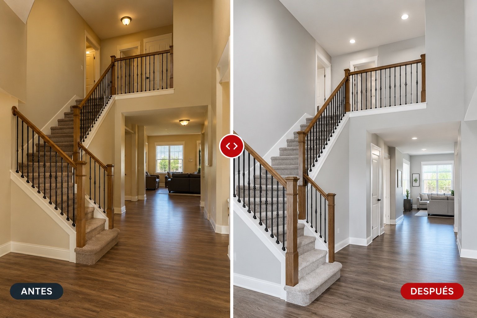 Interior painting before and after